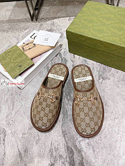 Gucci Men GG Slipper With Horsebit Brown/Beige 694249  - 6