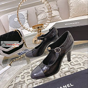 Chanel Shiny Leather Open Shoes Black/Dark Gray - 1
