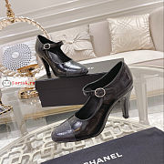 Chanel Shiny Leather Open Shoes Black/Dark Gray - 4