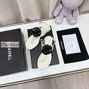 Chanel Camellia Sandals In Leather White/Black - 3