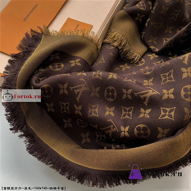 Louis Vuitton New Ladies Shawl Scarf Brown M75122 - 1