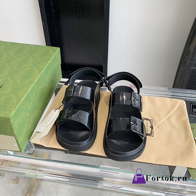 Gucci Women Sandal With Mini Double G Black 660243 - 1
