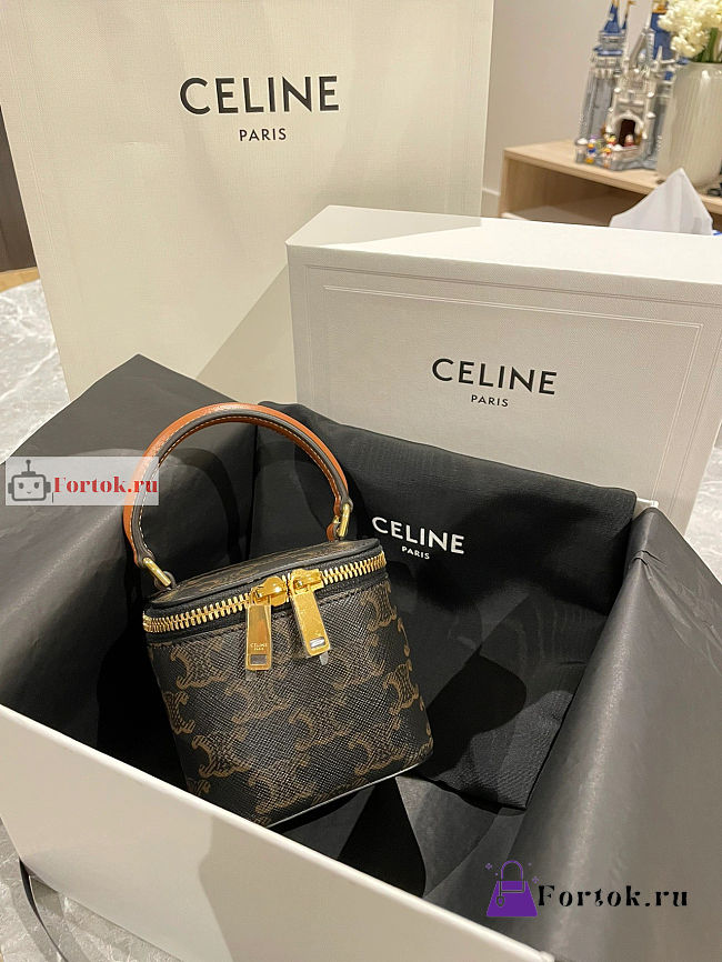 Celine Mini Vanity Case In Triomphe Canvas 9.5x8x9cm - 1