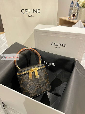 Celine Mini Vanity Case In Triomphe Canvas 9.5x8x9cm