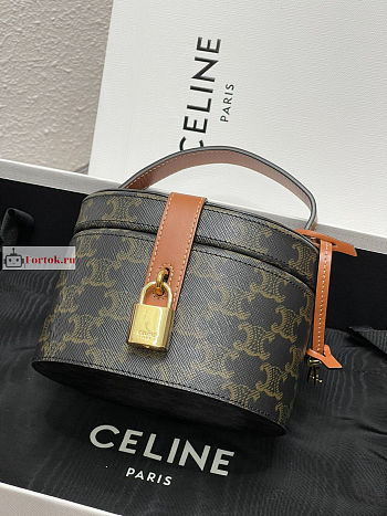 Celine Vanity Case In Triomphe Canvas 15x11.5x10cm