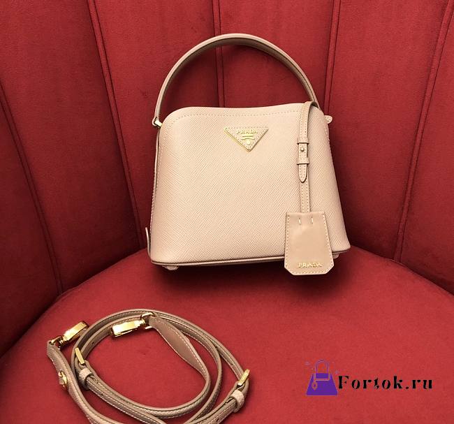 Prada Matinée Micro Saffiano Leather Bag Beige 1BA286 21x16.5x9.5cm - 1