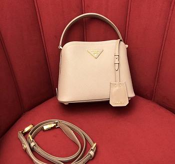 Prada Matinée Micro Saffiano Leather Bag Beige 1BA286 21x16.5x9.5cm