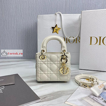 Dior Micro Lady Dior Bag Cannage Leather White S0856 12×10×5cm