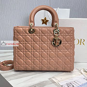 Dior Large Lady Dior Cannage Leather Blush M0566 32x25x11cm - 1