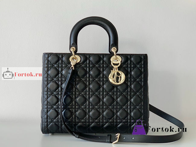 Dior Large Lady Dior Cannage Leather Black M0566 32x25x11cm - 1