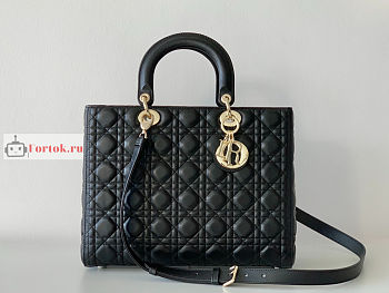 Dior Large Lady Dior Cannage Leather Black M0566 32x25x11cm