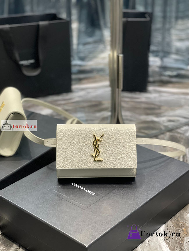 Ysl Kate Belt Bag In Grained Leather White 534395 18x12x4.5cm  - 1