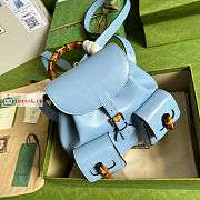 Gucci Small Bamboo Backpack Light Blue 702101 22x22x7cm - 4