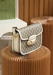 Gucci Horsebit 1955 Shoulder Bag Beige/White 602204 25x18x8cm - 2