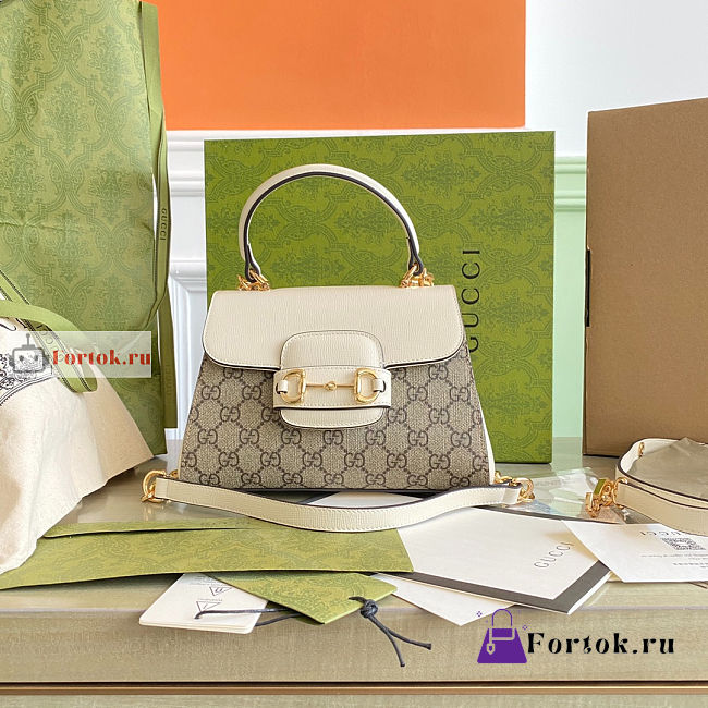 Gucci Mini Horsebit 1955 Bag Beige/White 703848 22x16x10.5cm - 1