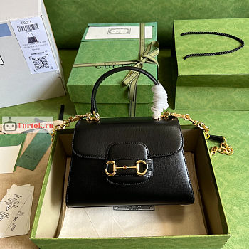 Gucci Mini Horsebit 1955 Bag Black 703848 22x16x10.5cm