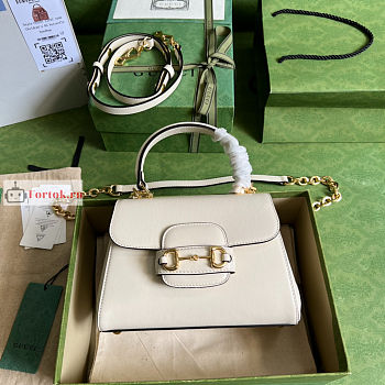 Gucci Mini Horsebit 1955 Bag White 703848 22x16x10.5cm