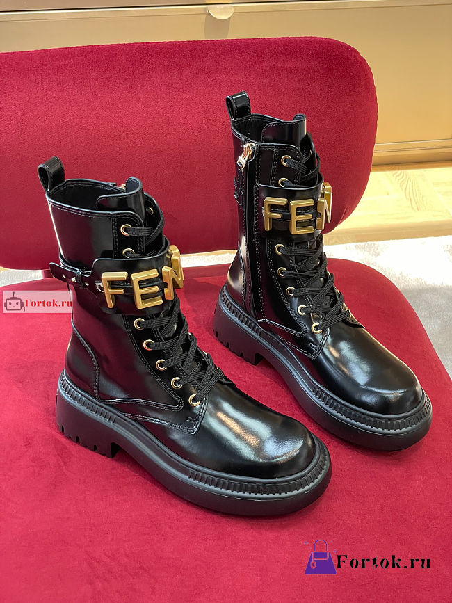 Fendigraphy Leather Biker Boots  - 1