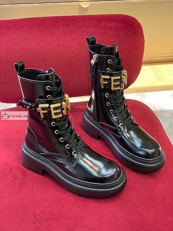 Fendigraphy Leather Biker Boots 