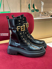 Fendigraphy Leather Biker Boots  - 2