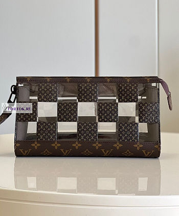 LV Standing Pouch Monogram Chess 29x15x9cm