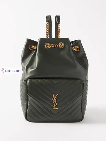 Ysl Joe Backpack In Lambskin Vert Fonce 22x29x15cm