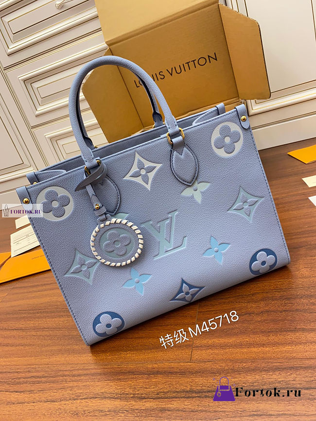 Louis Vuitton Onthego MM Tote Bag Blue M45718 35x27x14cm - 1