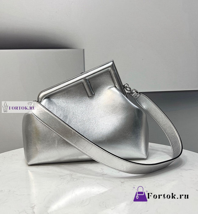 Fendi First Small Silver Leather Bag 32.5x15x23.5cm - 1