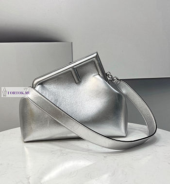 Fendi First Small Silver Leather Bag 32.5x15x23.5cm