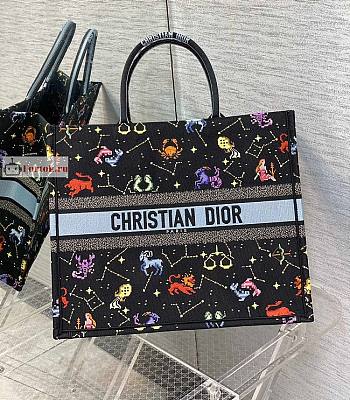 Dior Large Book Tote Zodiac Embroidery Black M1286 42x18.5x35cm