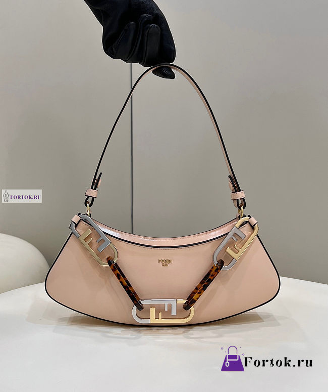 Fendi O'Lock Swing Pink Leather Pouch 32x6x12cm - 1
