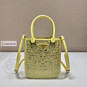 Prada Small Satin Tote Bag with Crystals Pineapple Yellow 17.5x15x5cm - 1