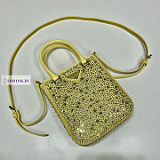 Prada Small Satin Tote Bag with Crystals Pineapple Yellow 17.5x15x5cm - 2