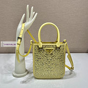 Prada Small Satin Tote Bag with Crystals Pineapple Yellow 17.5x15x5cm - 4