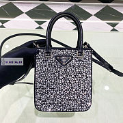 Prada Small Satin Tote Bag with Crystals Black 17.5x15x5cm - 1