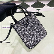 Prada Small Satin Tote Bag with Crystals Black 17.5x15x5cm - 5