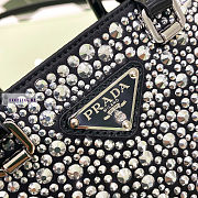 Prada Small Satin Tote Bag with Crystals Black 17.5x15x5cm - 2