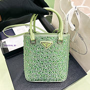 Prada Small Satin Tote Bag with Crystals Aqua 17.5x15x5cm - 1