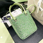 Prada Small Satin Tote Bag with Crystals Aqua 17.5x15x5cm - 2