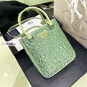 Prada Small Satin Tote Bag with Crystals Aqua 17.5x15x5cm - 3
