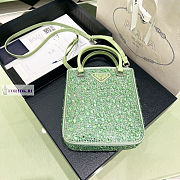 Prada Small Satin Tote Bag with Crystals Aqua 17.5x15x5cm - 4