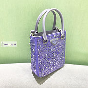 Prada Small Satin Tote Bag with Crystals Purple 17.5x15x5cm - 6