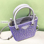Prada Small Satin Tote Bag with Crystals Purple 17.5x15x5cm - 5