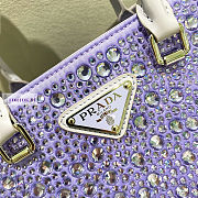 Prada Small Satin Tote Bag with Crystals Purple 17.5x15x5cm - 3