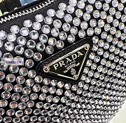 Prada Crystal-Studded Satin Pouch Black 14x5cm - 6