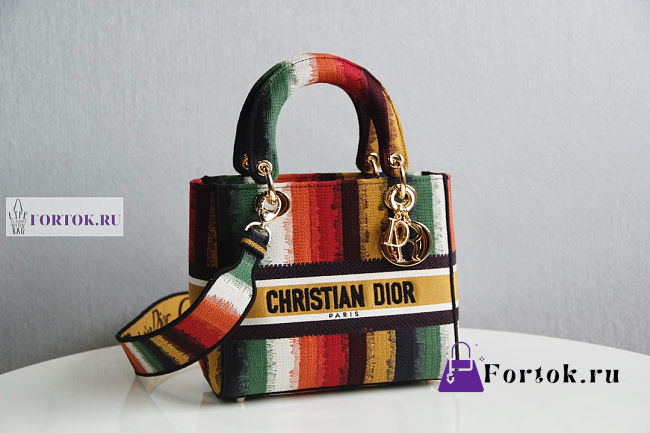 Dior Medium Lady D-Lite Bayadère D-Stripes 24x20x11cm - 1