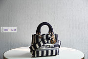 Dior Medium Lady D-Lite Bayadère D-Stripes Dark Blue 24x20x11cm - 6