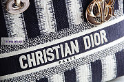 Dior Medium Lady D-Lite Bayadère D-Stripes Dark Blue 24x20x11cm - 3