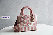 Dior Medium Lady D-Lite Bayadère D-Stripes Pink 24x20x11cm - 1