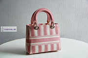 Dior Medium Lady D-Lite Bayadère D-Stripes Pink 24x20x11cm - 2